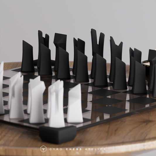 Modern Glass Chess Set: Weighted PLA Pieces, Handmade