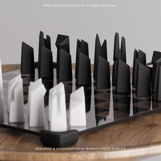 Modern Geometric Minimalist Glass Chess Set: Weighted PLA Pieces