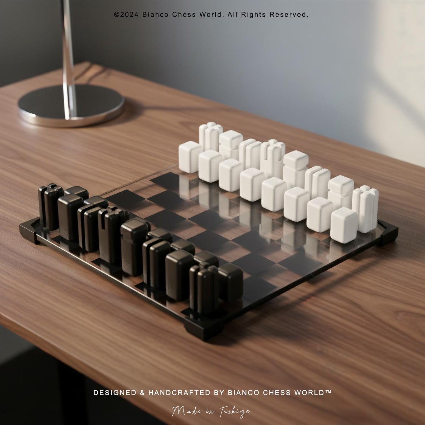 Soft Modern Minimalist Glass Chess Set – Weighted PLA Pieces