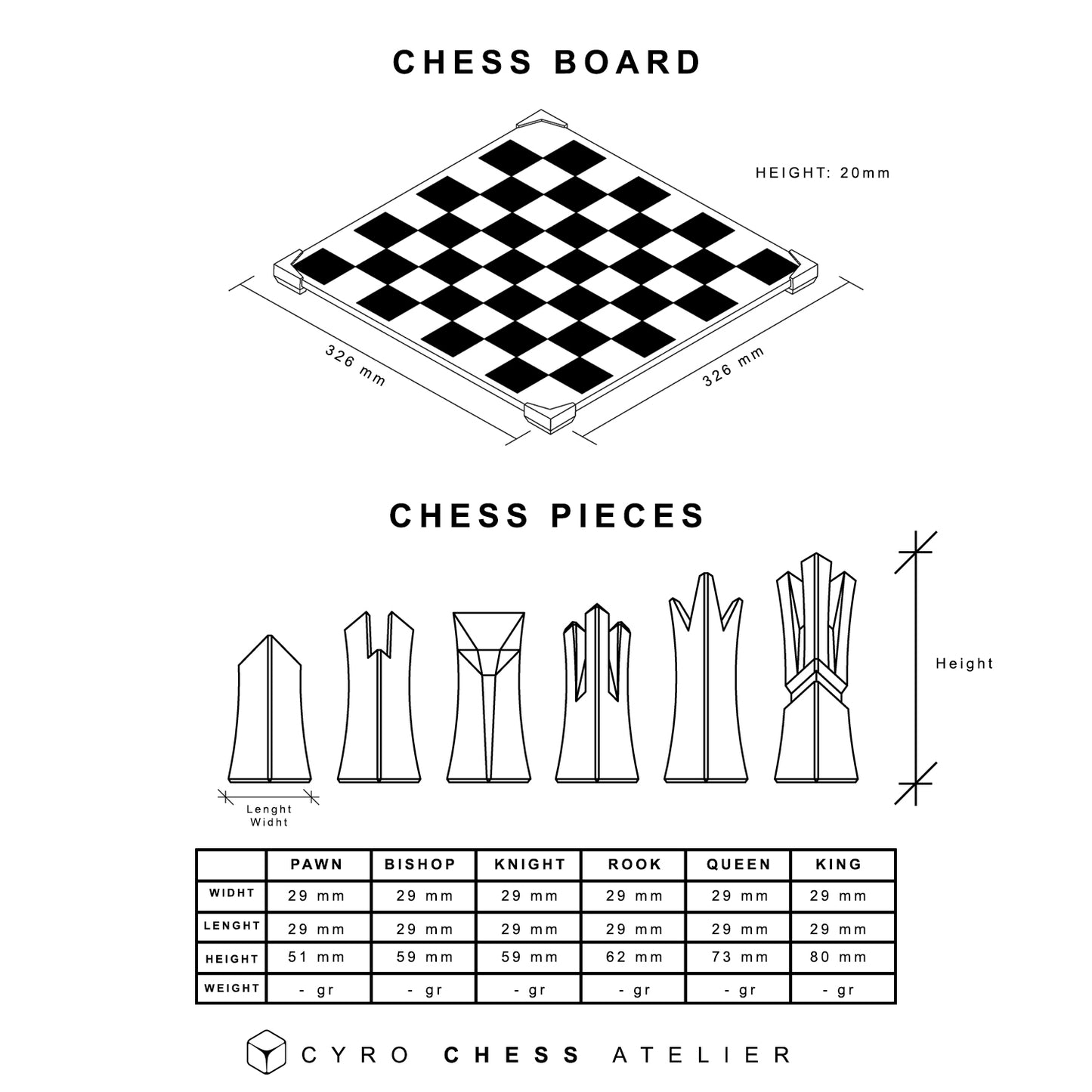Modern Glass Chess Set: Weighted PLA Pieces, Handmade