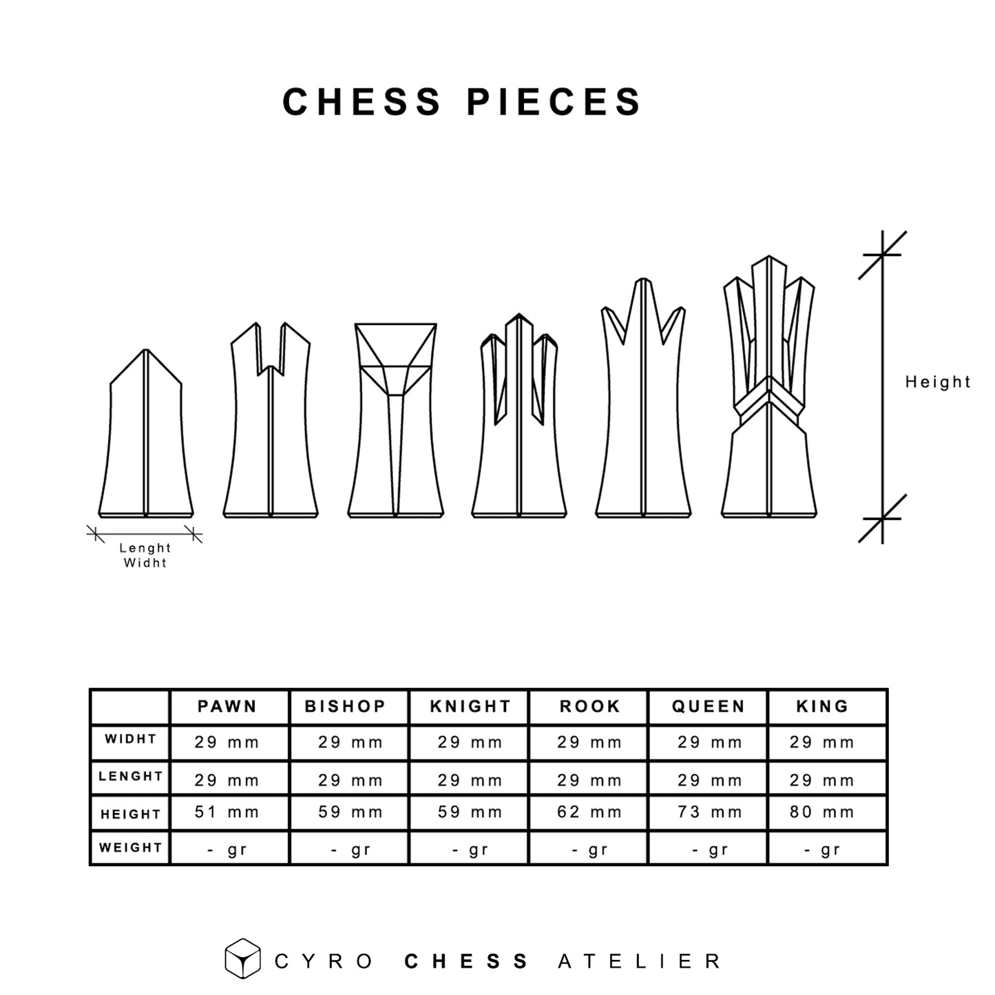 Modern Glass Chess Pieces: Weighted PLA Pieces, Handmade