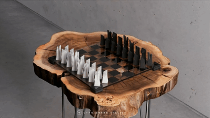 Modern Glass Chess Set: Weighted PLA Pieces, Handmade