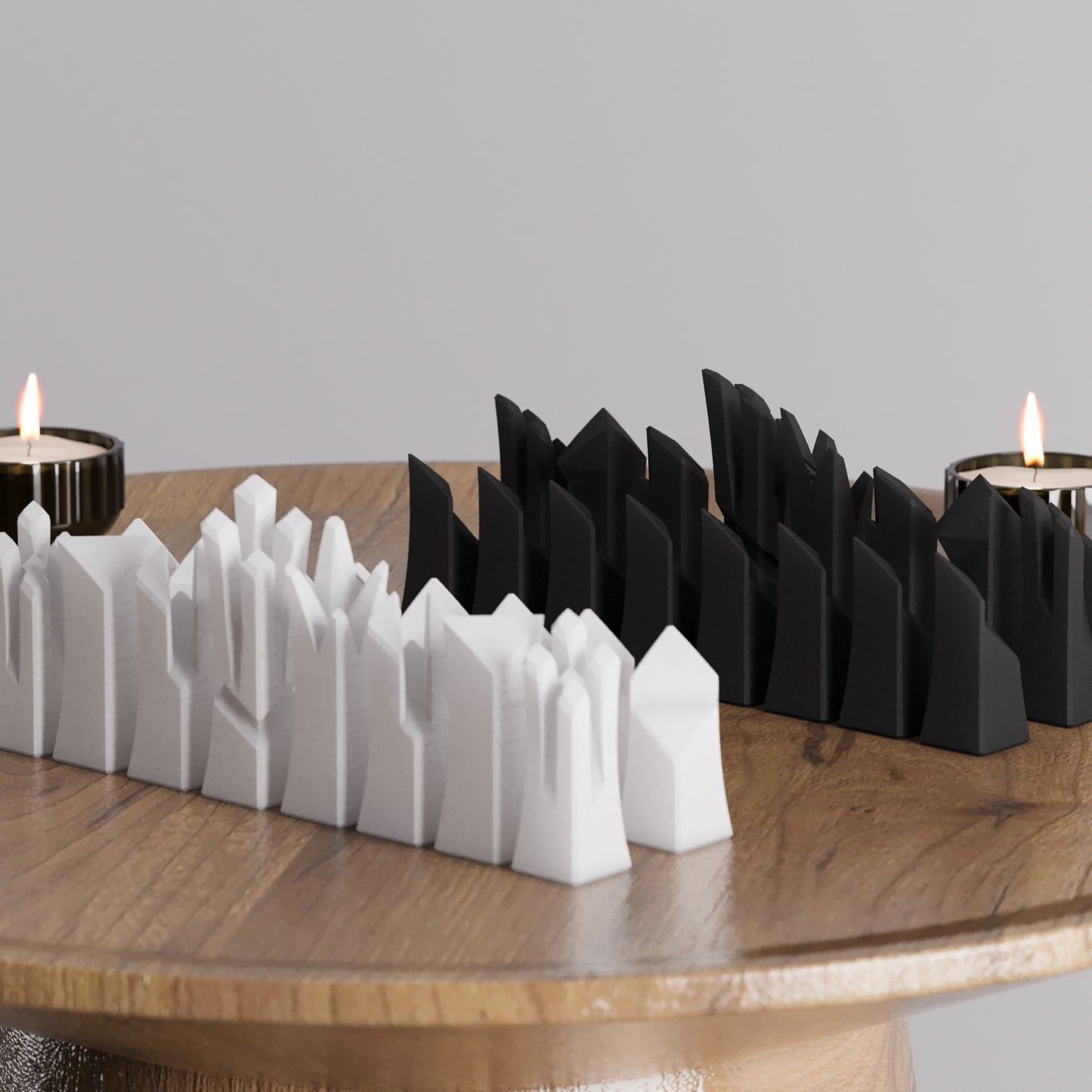 Modern Glass Chess Set: Weighted PLA Pieces, Handmade