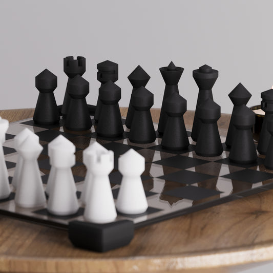 Modern Glass Chess Set: Weighted Pieces, Unique Design