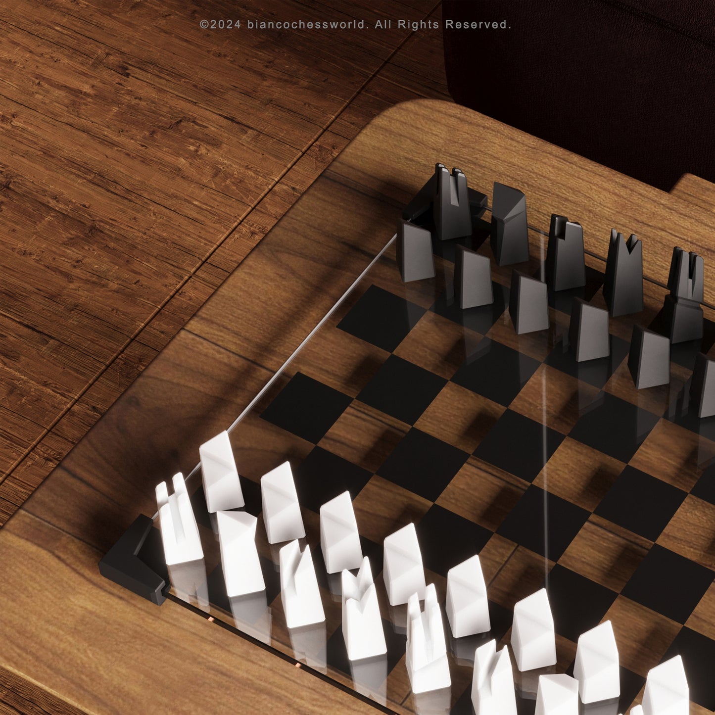 Modern Geometric Minimalist Glass Chess Set: Weighted PLA Pieces