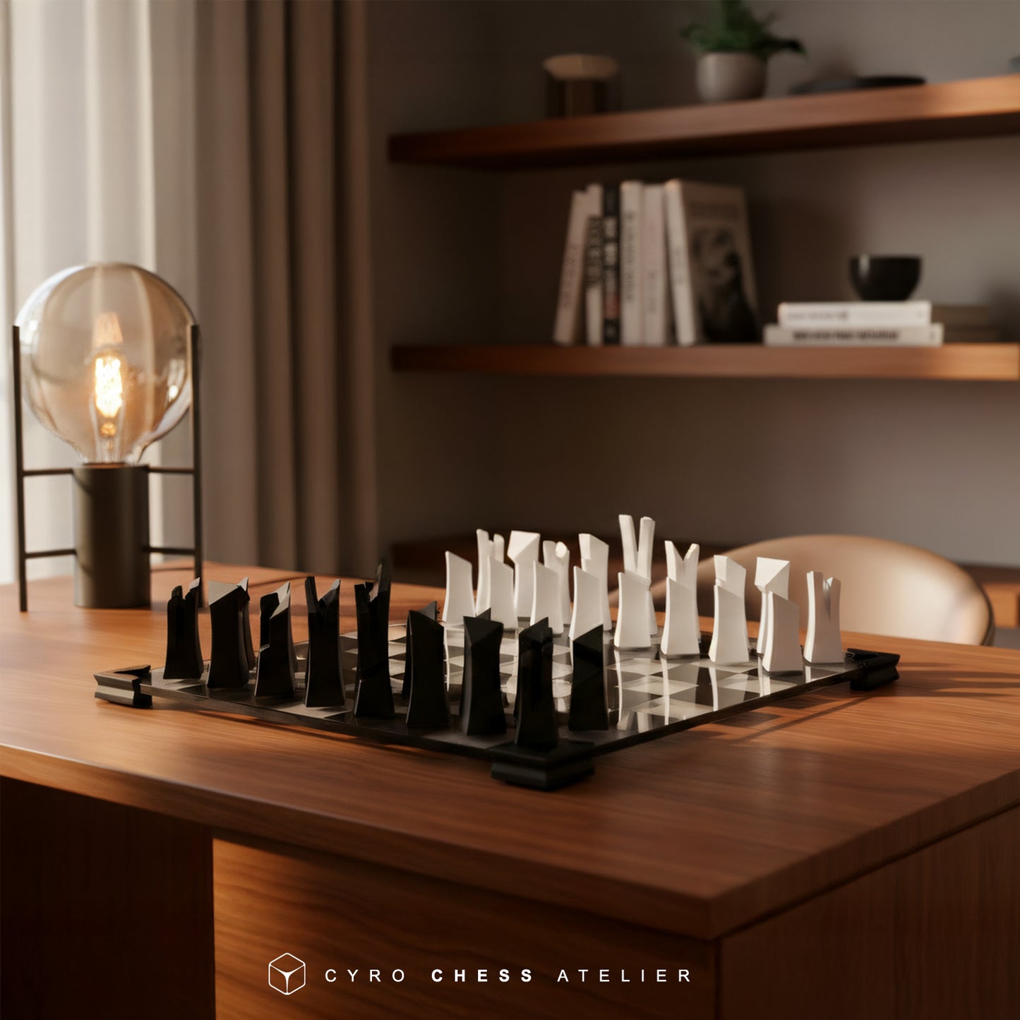 Modern Glass Chess Set: Weighted PLA Pieces, Handmade