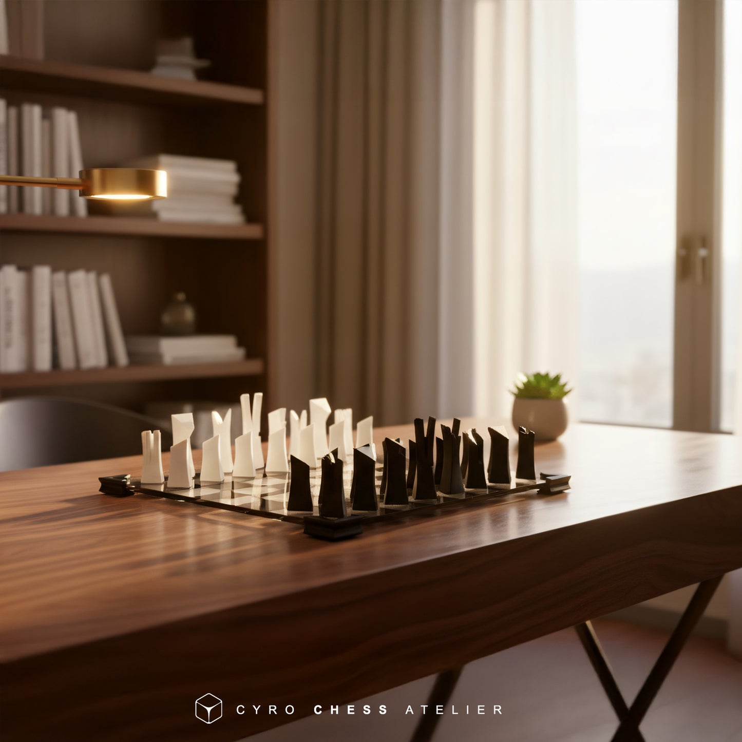 Modern Glass Chess Set: Weighted PLA Pieces, Handmade