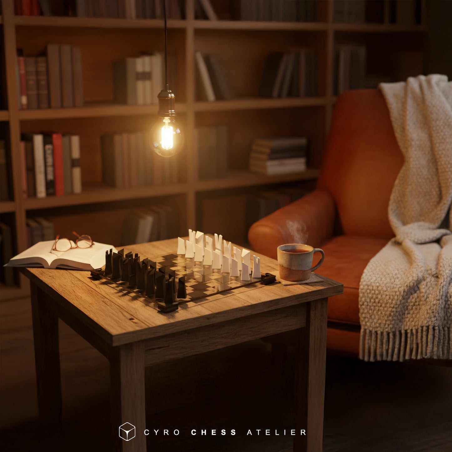 Modern Glass Chess Set: Weighted PLA Pieces, Handmade