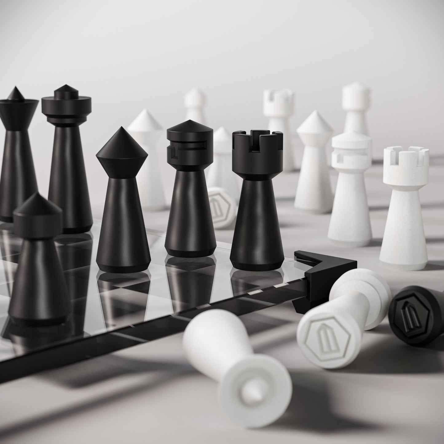 Modern Glass Chess Set: Weighted Pieces, Unique Design