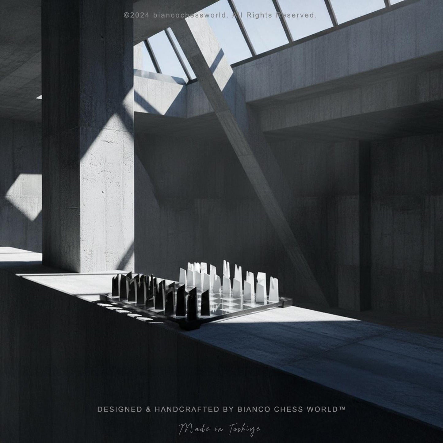 Modern Geometric Minimalist Glass Chess Set: Weighted PLA Pieces