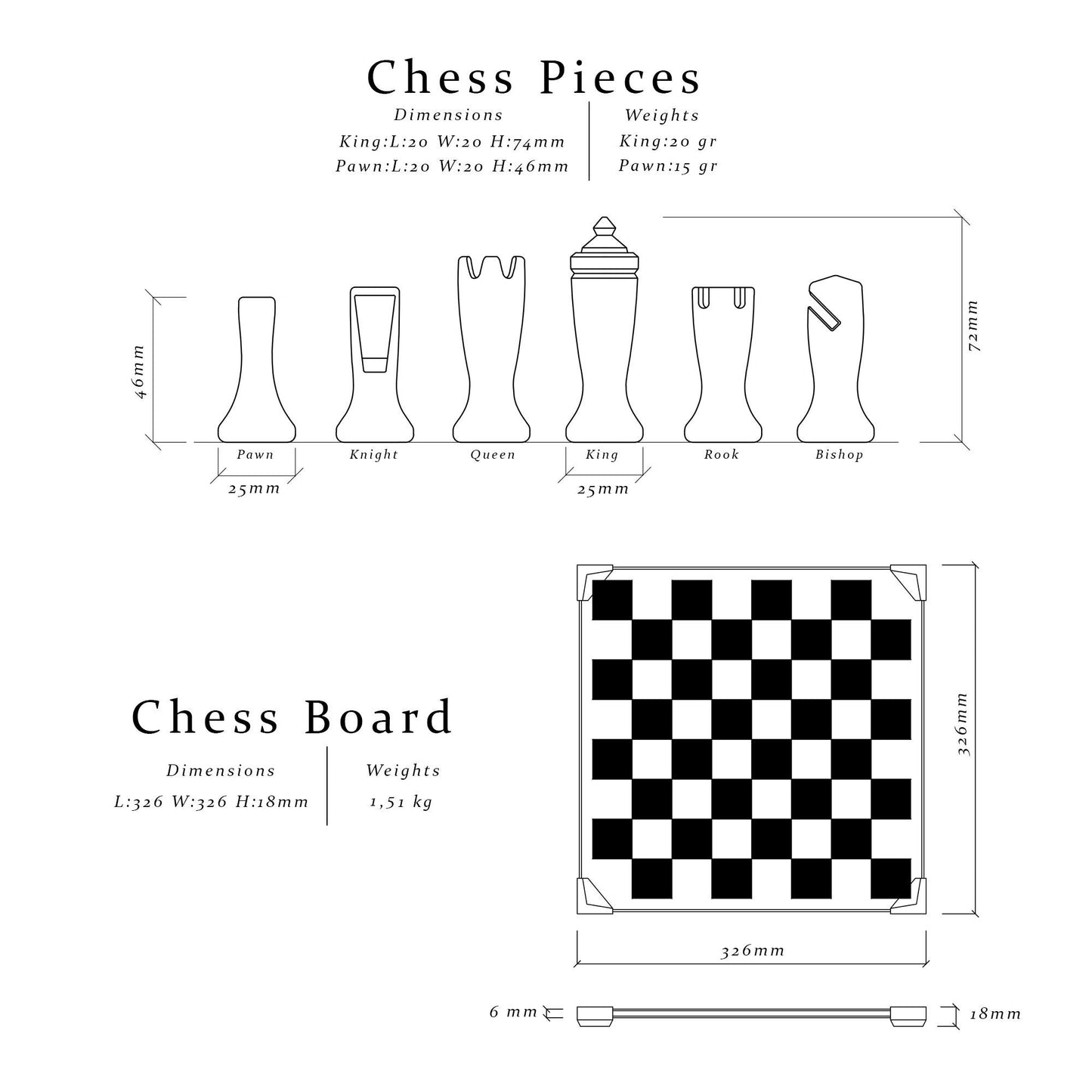Modern 3D Printed Chess Set: Weighted PLA Pieces, Glass Board
