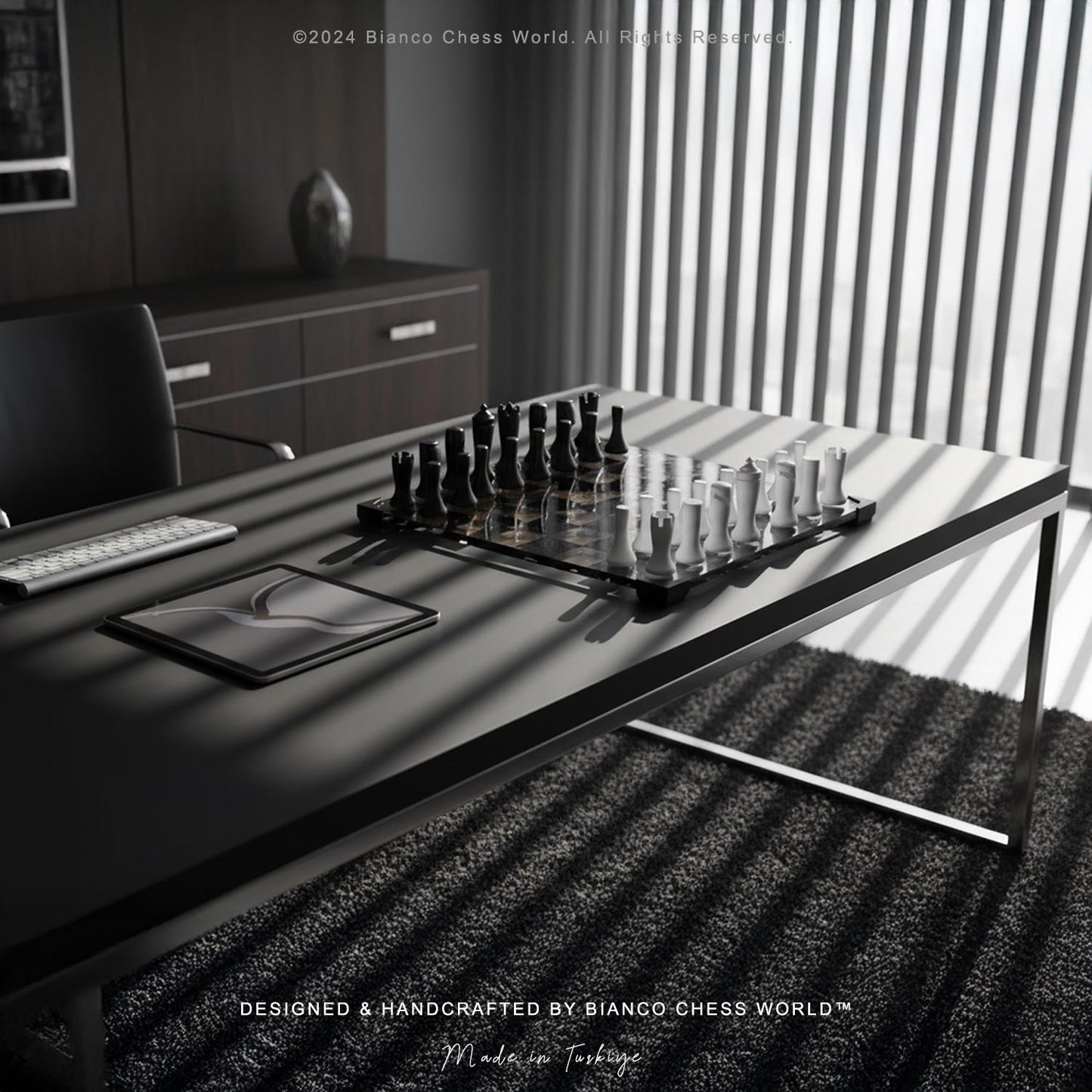 Modern Glass Chess Set: Weighted PLA Pieces, Handmade