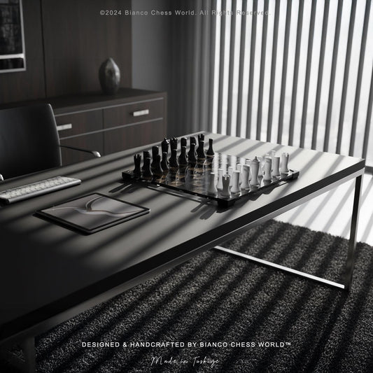 Modern Glass Chess Set: Weighted PLA Pieces, Handmade