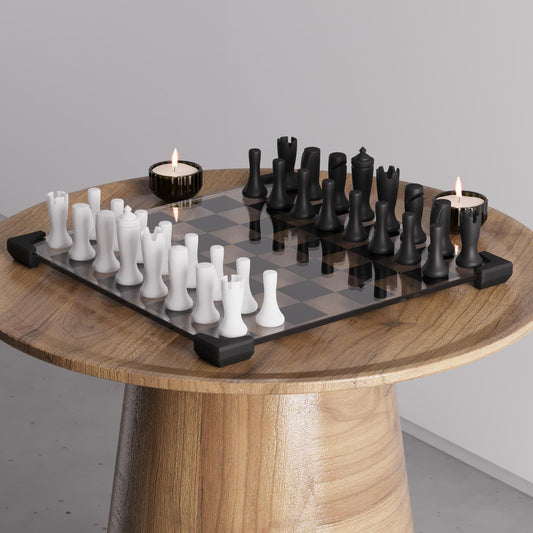 Modern Glass Chess Set: Weighted PLA Pieces, Handmade