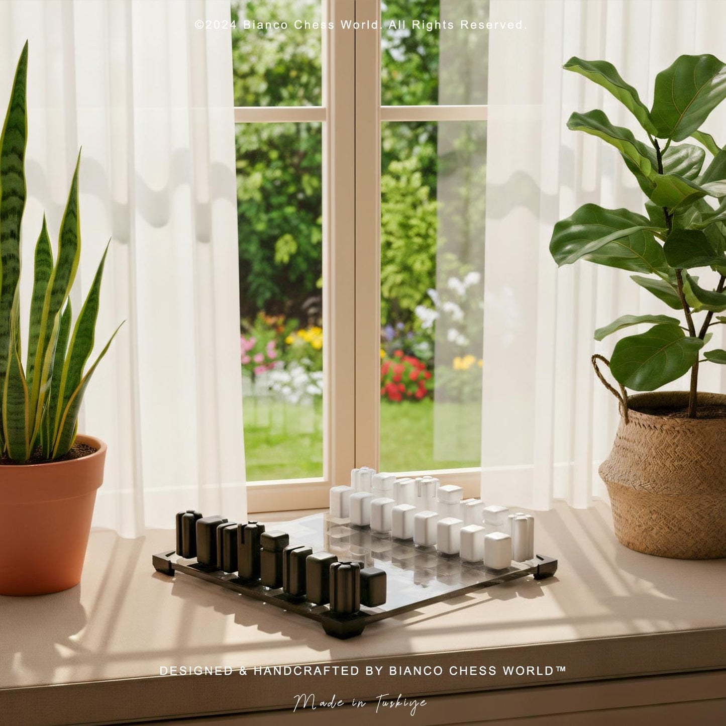 Soft Modern Minimalist Glass Chess Set – Weighted PLA Pieces